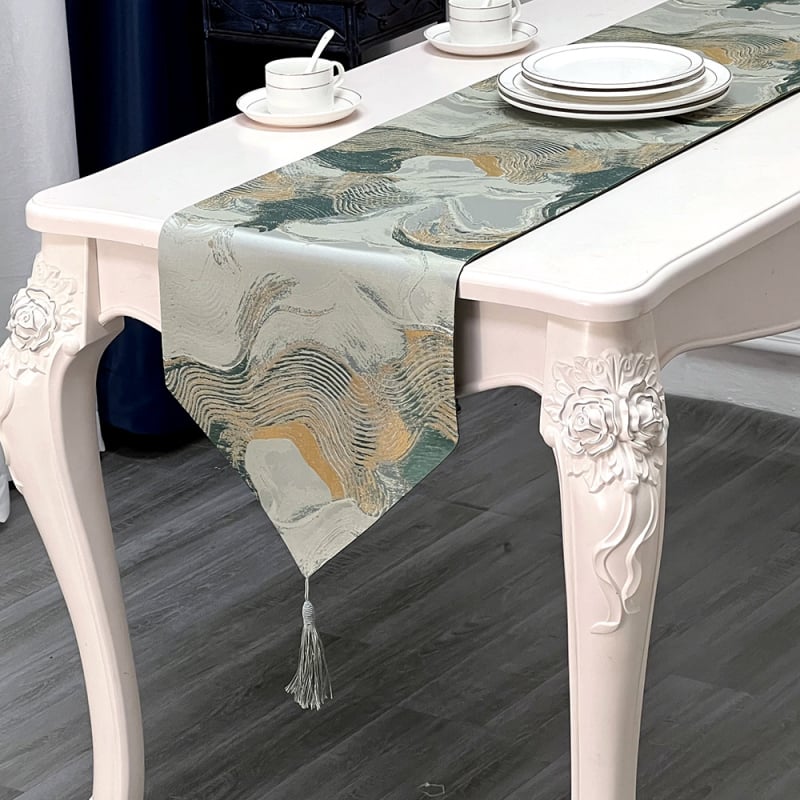 Laudlina, geomeetriline abstraktsioon, kerge luksus stiil, materjal: 90% polüester / 10% elastaan, kohandamine saadaval