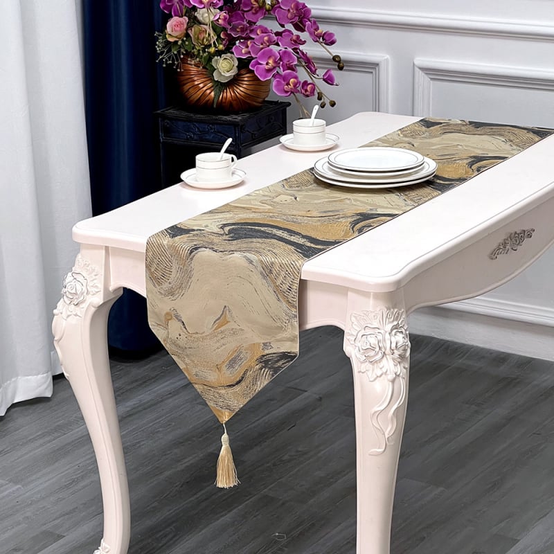 Laudlina, geomeetriline abstraktsioon, kerge luksus stiil, materjal: 90% polüester / 10% elastaan, kohandamine saadaval