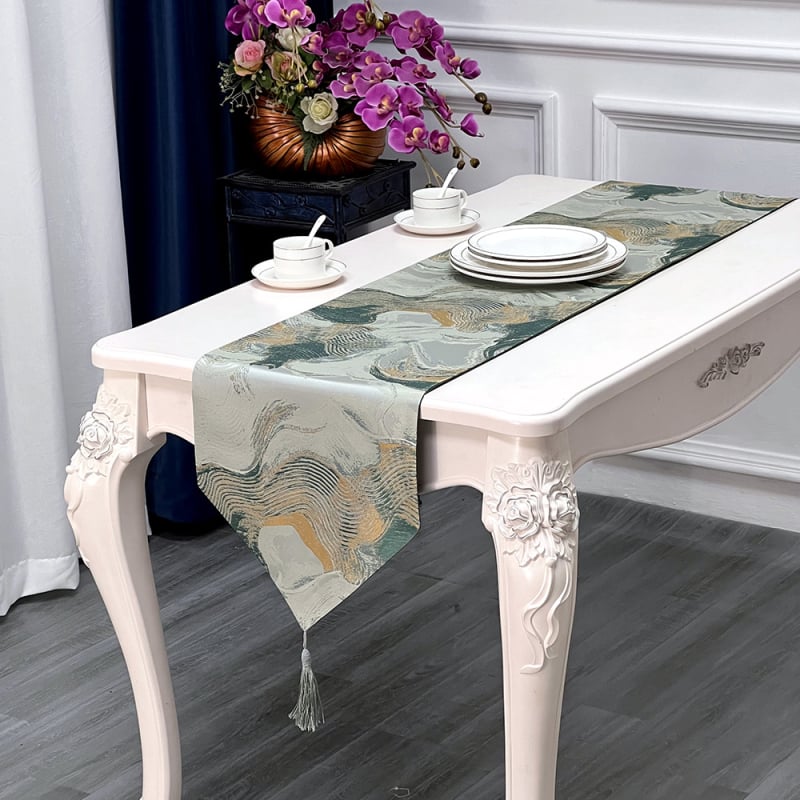 Laudlina, geomeetriline abstraktsioon, kerge luksus stiil, materjal: 90% polüester / 10% elastaan, kohandamine saadaval