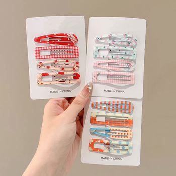 4-Pack κλιπ μαλλιών σε σχήμα καρδιάς, ρετρό στυλ για παιδιά, χειροποίητα από κράμα