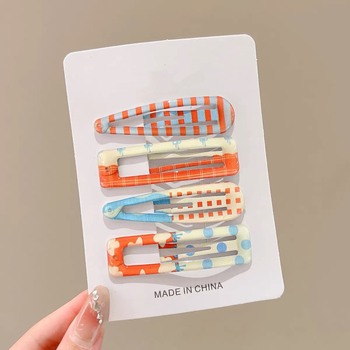 4-Pack κλιπ μαλλιών σε σχήμα καρδιάς, ρετρό στυλ για παιδιά, χειροποίητα από κράμα