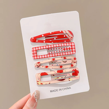 4-Pack κλιπ μαλλιών σε σχήμα καρδιάς, ρετρό στυλ για παιδιά, χειροποίητα από κράμα