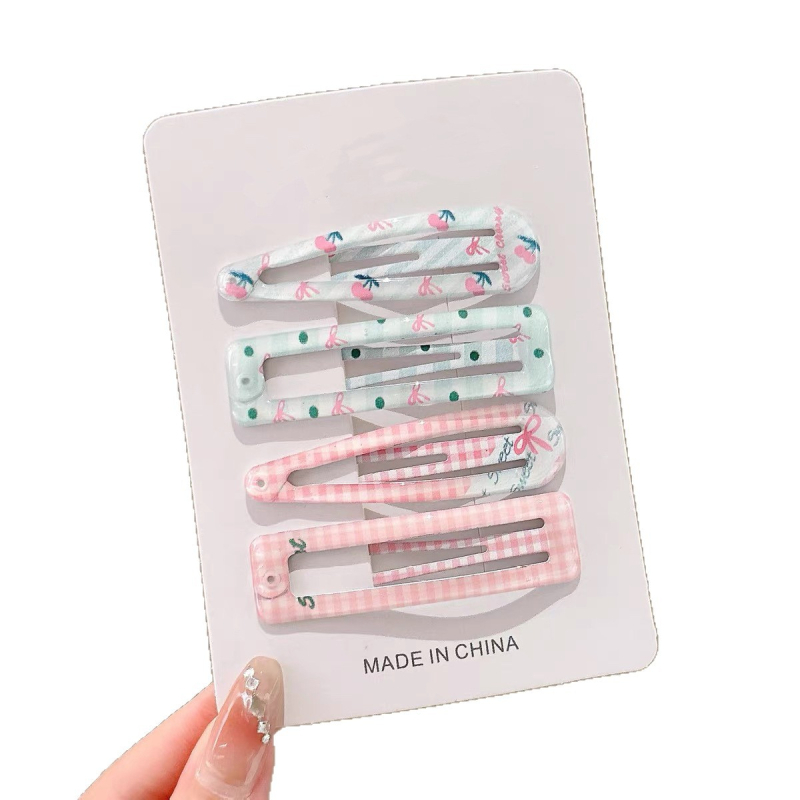 4-Pack κλιπ μαλλιών σε σχήμα καρδιάς, ρετρό στυλ για παιδιά, χειροποίητα από κράμα