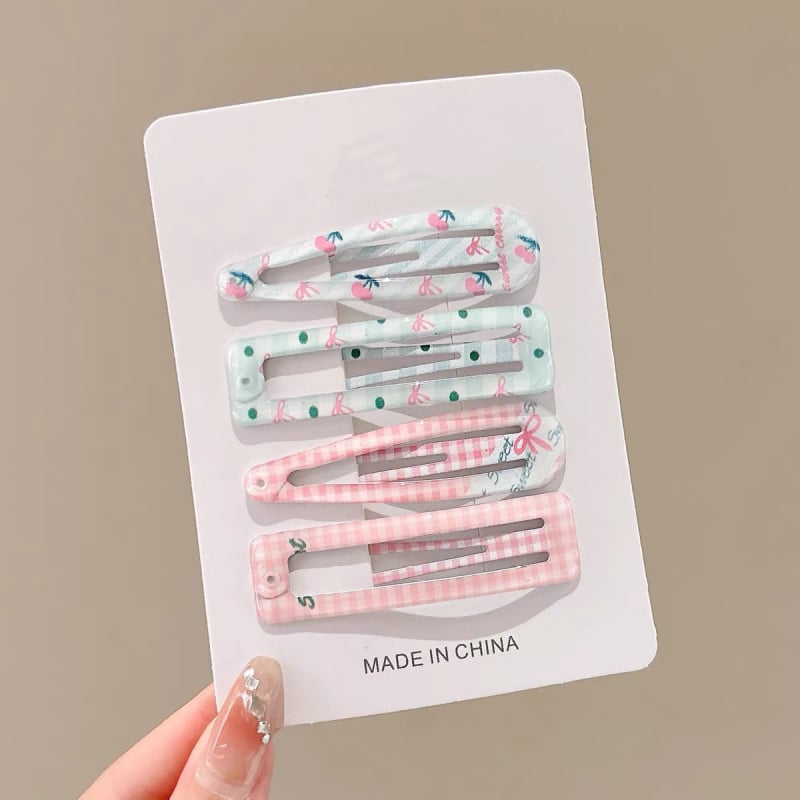 4-Pack κλιπ μαλλιών σε σχήμα καρδιάς, ρετρό στυλ για παιδιά, χειροποίητα από κράμα