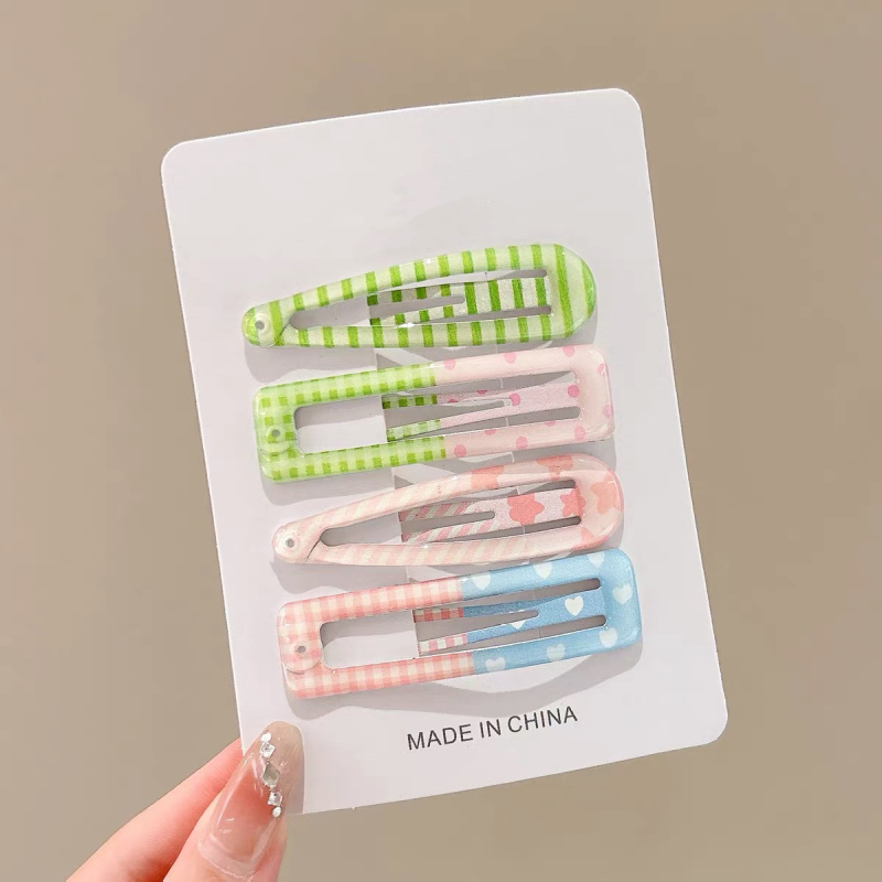 4-Pack κλιπ μαλλιών σε σχήμα καρδιάς, ρετρό στυλ για παιδιά, χειροποίητα από κράμα