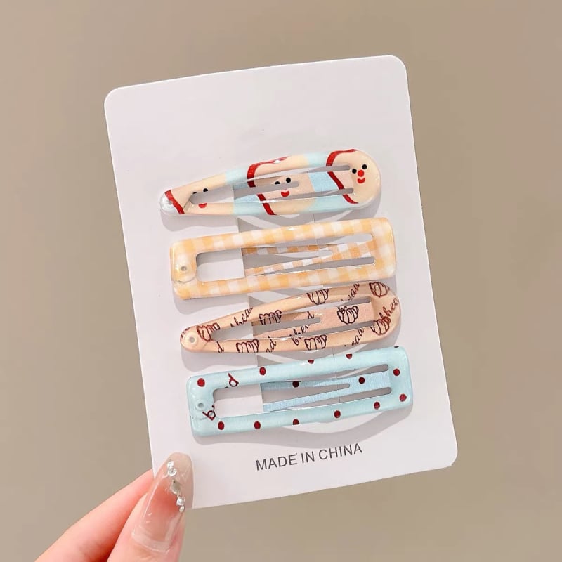 4-Pack κλιπ μαλλιών σε σχήμα καρδιάς, ρετρό στυλ για παιδιά, χειροποίητα από κράμα