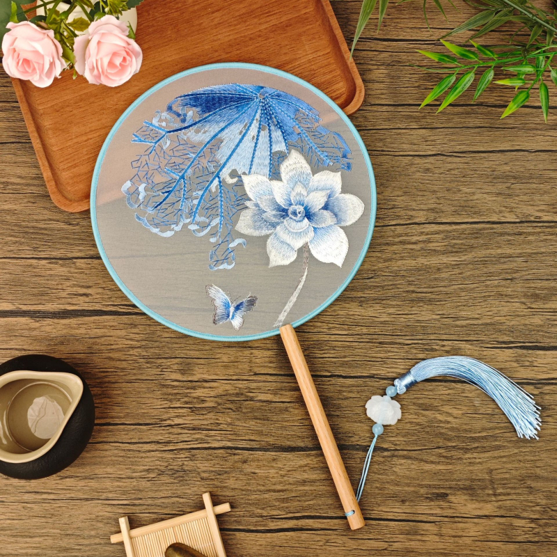 Двойно бродирано ветрило от коприна – Су бродерия, Нов китайски стил, Финален продукт