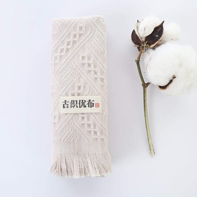 Ručnik za lice od 100% pamuka s jacquard resicama, 32S pređa, obrubljen, 50–80 g, 99% pamuk