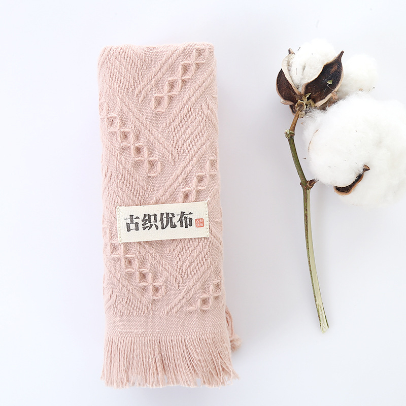 Ručnik za lice od 100% pamuka s jacquard resicama, 32S pređa, obrubljen, 50–80 g, 99% pamuk