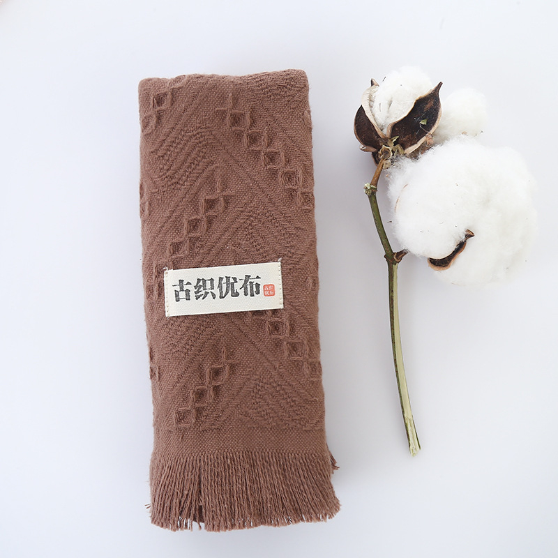 Ručnik za lice od 100% pamuka s jacquard resicama, 32S pređa, obrubljen, 50–80 g, 99% pamuk