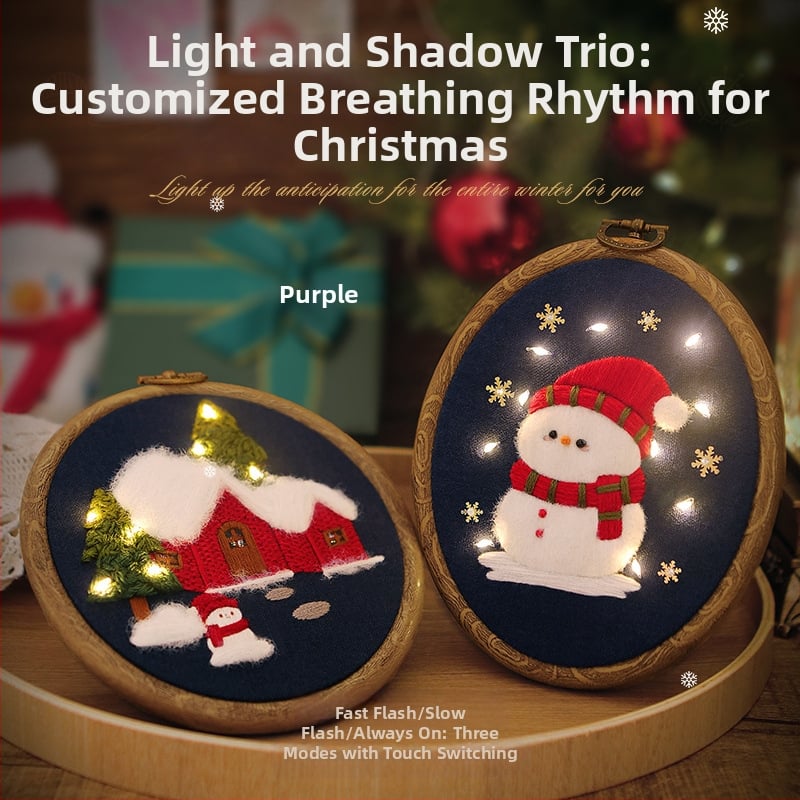 DIY комплект за коледна бродерия за начинаещи – триизмерен мотив на животни, европейски стил, модерен минималистичен дизайн, платнена бродерия, хол/спалня