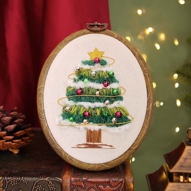 DIY комплект за коледна бродерия за начинаещи – триизмерен мотив на животни, европейски стил, модерен минималистичен дизайн, платнена бродерия, хол/спалня