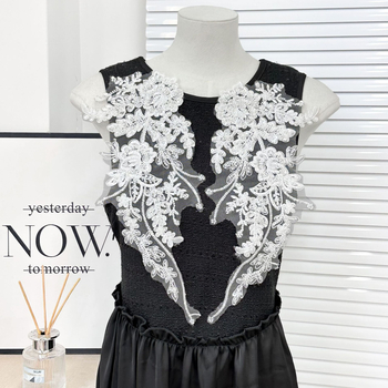 Полиестерна дантелена тъкан със Sequins бродерия и мъниста във формата на сливово цвете за сватбена рокля и cheongsam