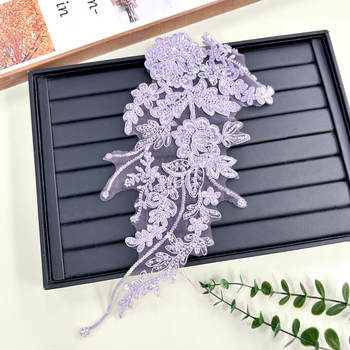 Полиестерна дантелена тъкан със Sequins бродерия и мъниста във формата на сливово цвете за сватбена рокля и cheongsam