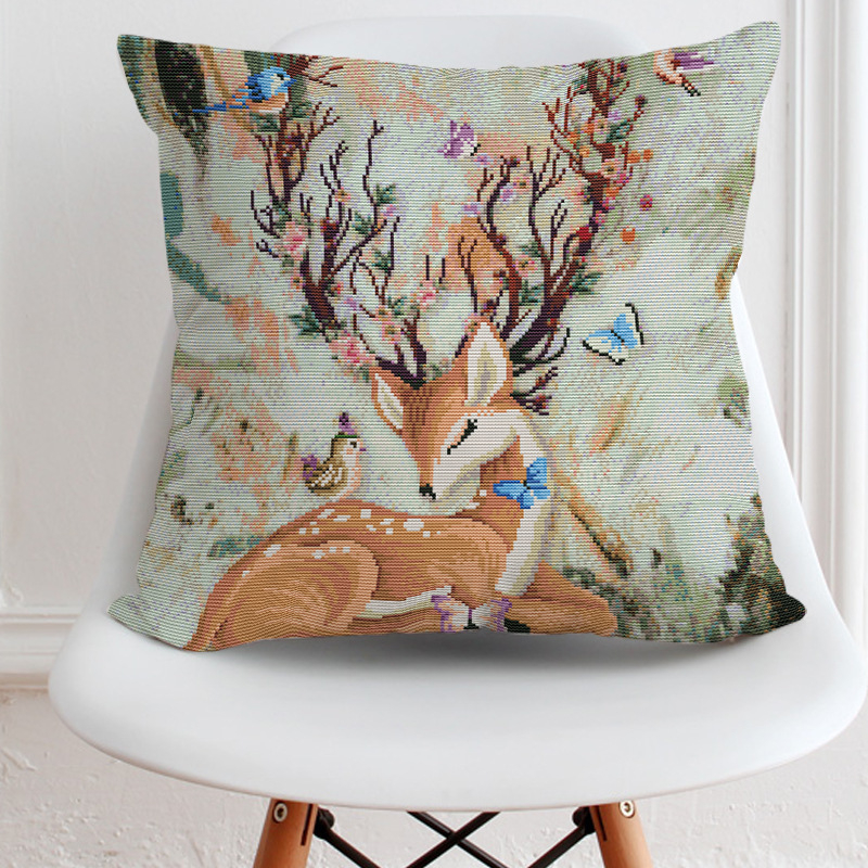 Калъф за възглавница с кръстат брод, тристранно отваряне, 11CT, модел карикатура/аниме, модерен минималистичен стил