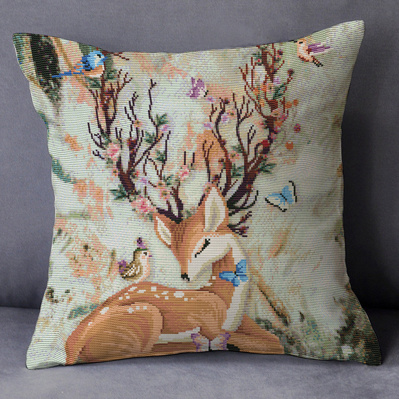 Калъф за възглавница с кръстат брод, тристранно отваряне, 11CT, модел карикатура/аниме, модерен минималистичен стил