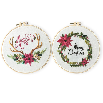 Комплект за кръстат бод със флорален мотив, памучна тъкан, су шие