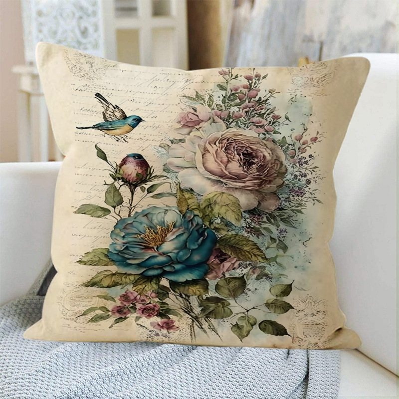 Lanena navlaka za jastuk, serija leptiri i ptice, kineski stil, modernistički minimalistički dizajn, veličine 45x45 cm, 30x50 cm, 40x40 cm, 50x50 cm