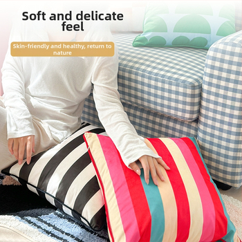 Κάλυμμα μαξιλαριού, ολλανδικό βελούδο, ρίγες, ψηφιακή εκτύπωση, αγροτικό στυλ