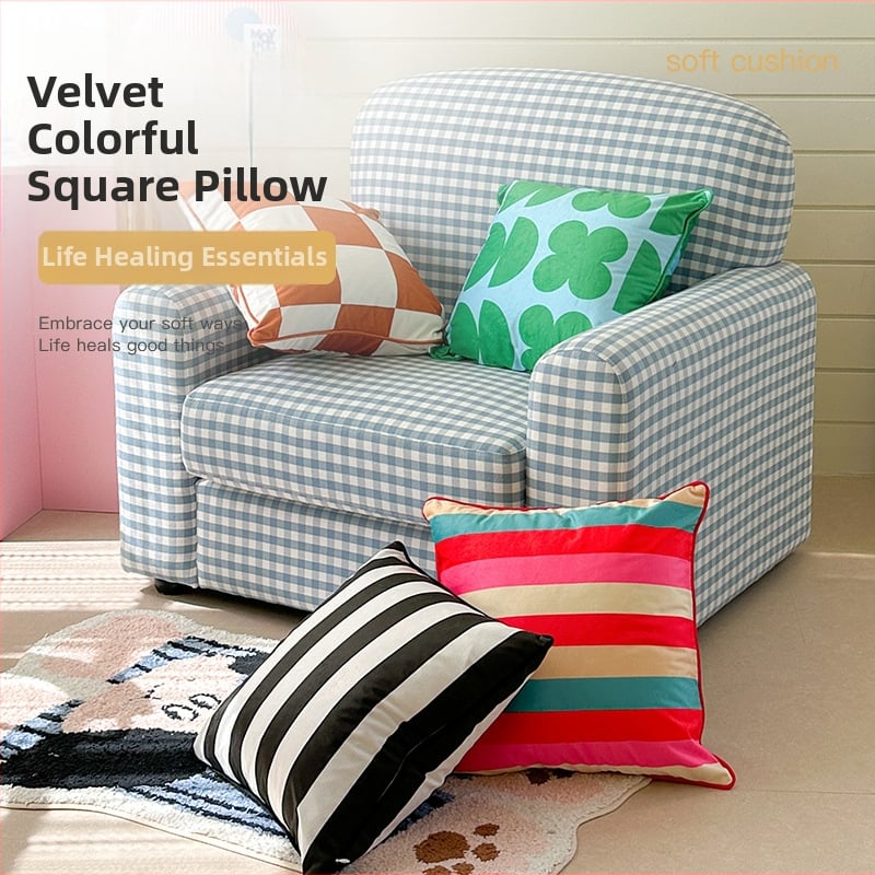 Κάλυμμα μαξιλαριού, ολλανδικό βελούδο, ρίγες, ψηφιακή εκτύπωση, αγροτικό στυλ