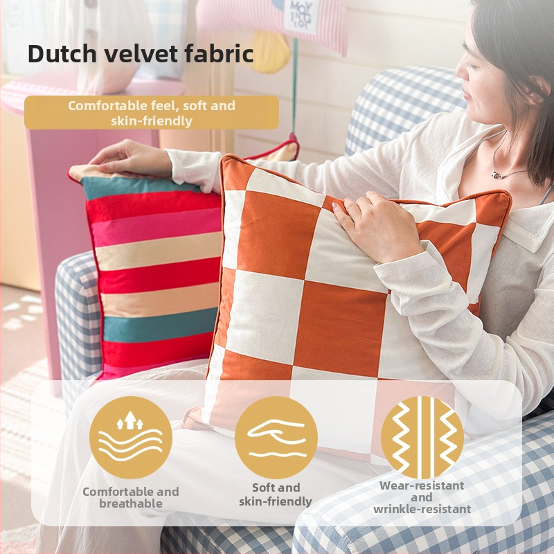 Κάλυμμα μαξιλαριού, ολλανδικό βελούδο, ρίγες, ψηφιακή εκτύπωση, αγροτικό στυλ