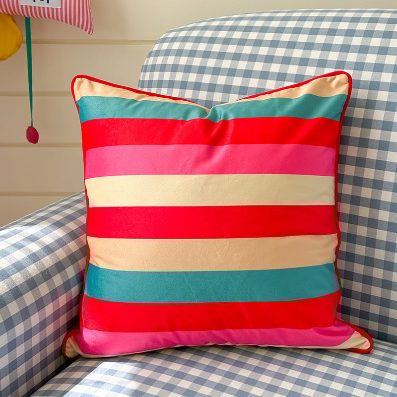 Κάλυμμα μαξιλαριού, ολλανδικό βελούδο, ρίγες, ψηφιακή εκτύπωση, αγροτικό στυλ