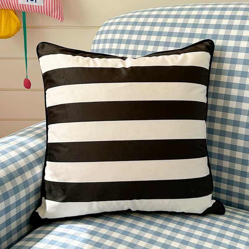 Κάλυμμα μαξιλαριού, ολλανδικό βελούδο, ρίγες, ψηφιακή εκτύπωση, αγροτικό στυλ