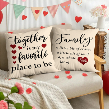 Μαξιλαροθήκη για την Ημέρα του Αγίου Βαλεντίνου, προσαρμόσιμη με ψηφιακή εκτύπωση, πολυεστερικό ύφασμα, μοτίβο με γράμματα και καρδιά