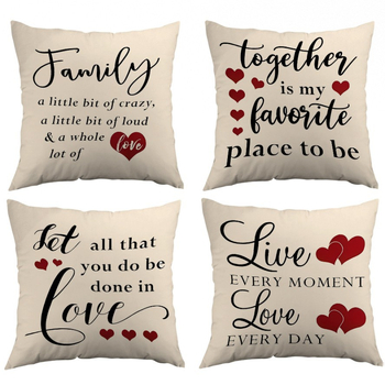 Μαξιλαροθήκη για την Ημέρα του Αγίου Βαλεντίνου, προσαρμόσιμη με ψηφιακή εκτύπωση, πολυεστερικό ύφασμα, μοτίβο με γράμματα και καρδιά