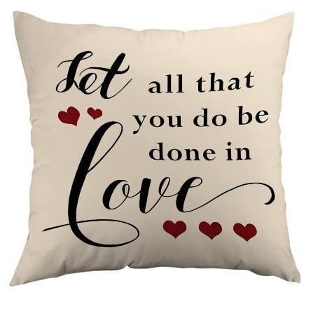 Μαξιλαροθήκη για την Ημέρα του Αγίου Βαλεντίνου, προσαρμόσιμη με ψηφιακή εκτύπωση, πολυεστερικό ύφασμα, μοτίβο με γράμματα και καρδιά