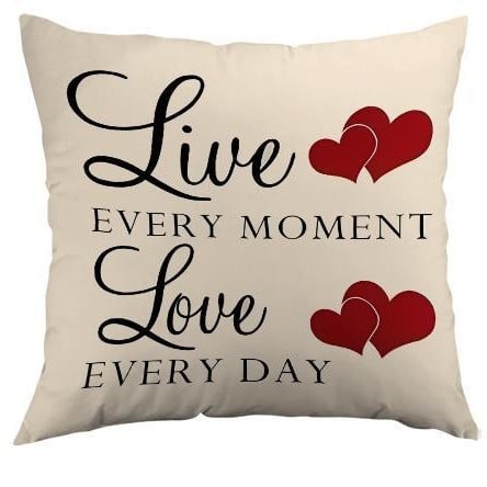 Μαξιλαροθήκη για την Ημέρα του Αγίου Βαλεντίνου, προσαρμόσιμη με ψηφιακή εκτύπωση, πολυεστερικό ύφασμα, μοτίβο με γράμματα και καρδιά