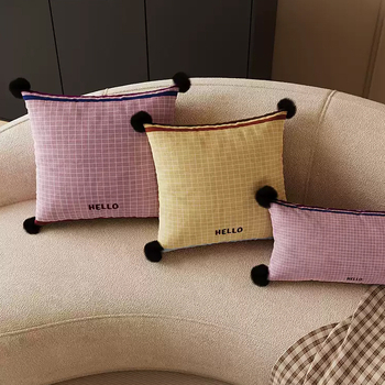 Μαξιλάρι σε Μεσαιωνικό στυλ με καρό μοτίβο, αφαιρούμενο και πλένεται κάλυμμα, γέμισμα PP βάμβακι