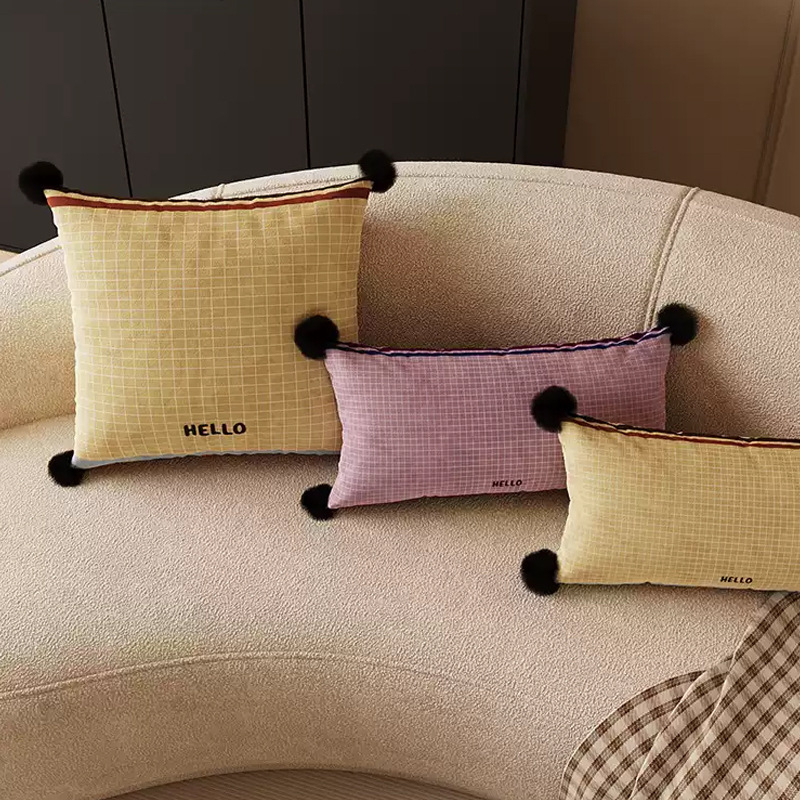 Μαξιλάρι σε Μεσαιωνικό στυλ με καρό μοτίβο, αφαιρούμενο και πλένεται κάλυμμα, γέμισμα PP βάμβακι