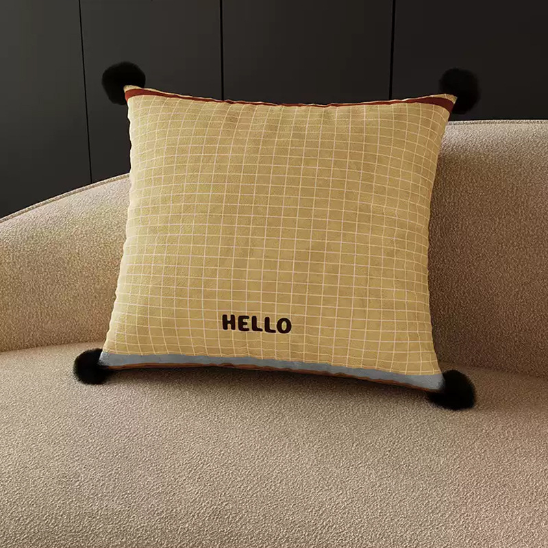 Μαξιλάρι σε Μεσαιωνικό στυλ με καρό μοτίβο, αφαιρούμενο και πλένεται κάλυμμα, γέμισμα PP βάμβακι