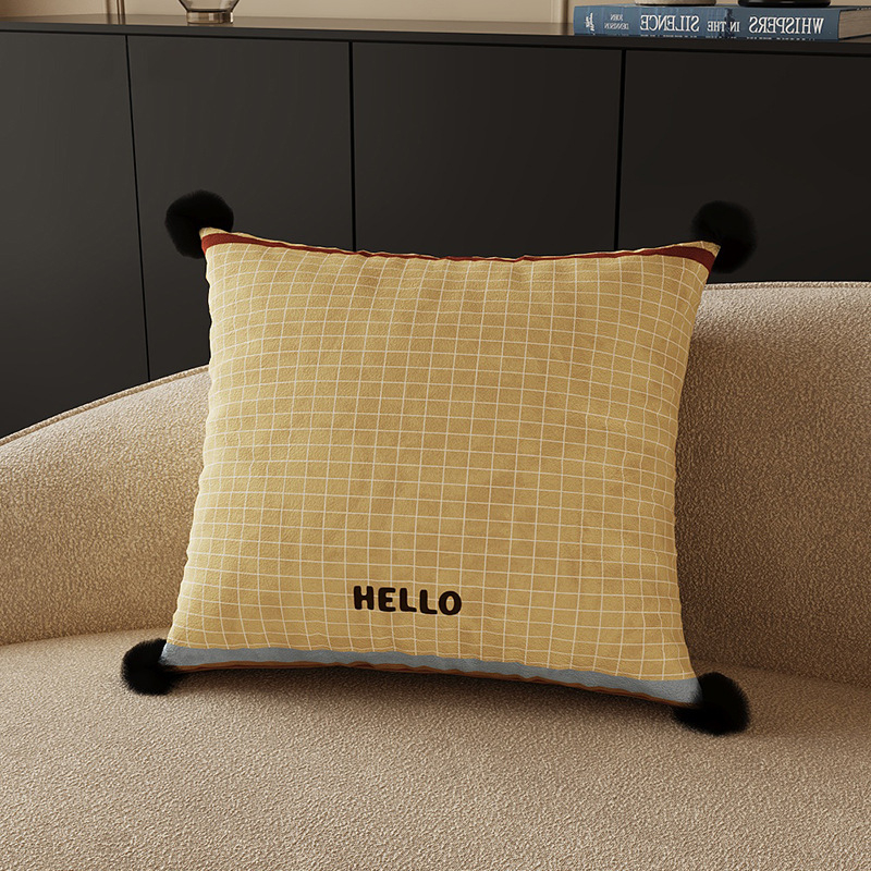 Μαξιλάρι σε Μεσαιωνικό στυλ με καρό μοτίβο, αφαιρούμενο και πλένεται κάλυμμα, γέμισμα PP βάμβακι