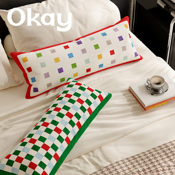 Μοντέρνο μακρύ μαξιλάρι οσφυϊκής στήριξης για σαλόνι, κάλυμμα από ολλανδικό βελούδο, γέμισμα PP βαμβάκι, σχέδια: μονόχρωμο, γεωμετρικό, houndstooth, τετράγωνο