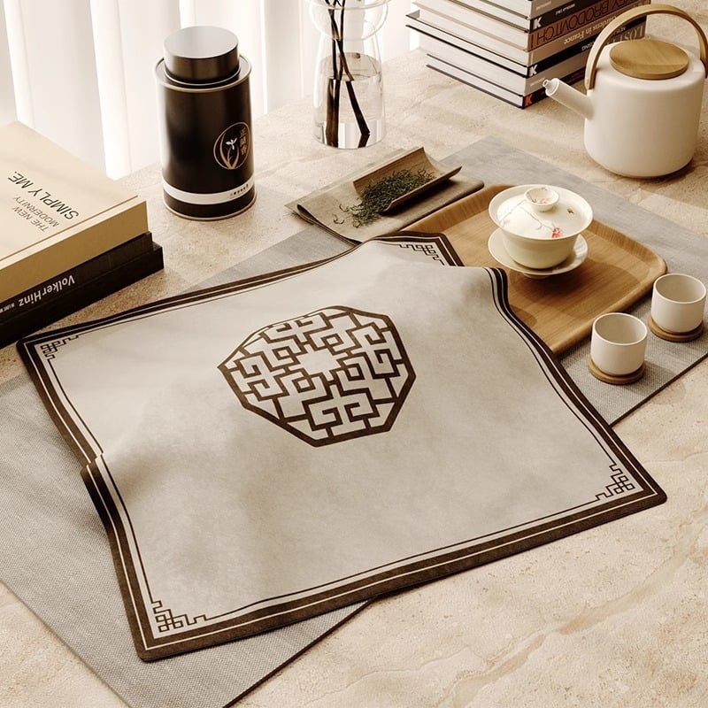 Фланелена прахозащитна покривка за чайни принадлежности в китайски стил – универсална покривка за чайна табла, подходяща за дневна, спалня и офис