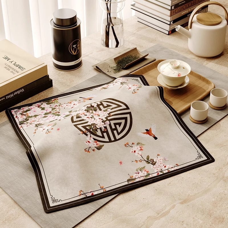 Фланелена прахозащитна покривка за чайни принадлежности в китайски стил – универсална покривка за чайна табла, подходяща за дневна, спалня и офис