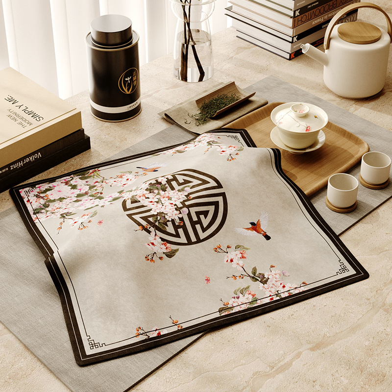 Фланелена прахозащитна покривка за чайни принадлежности в китайски стил – универсална покривка за чайна табла, подходяща за дневна, спалня и офис