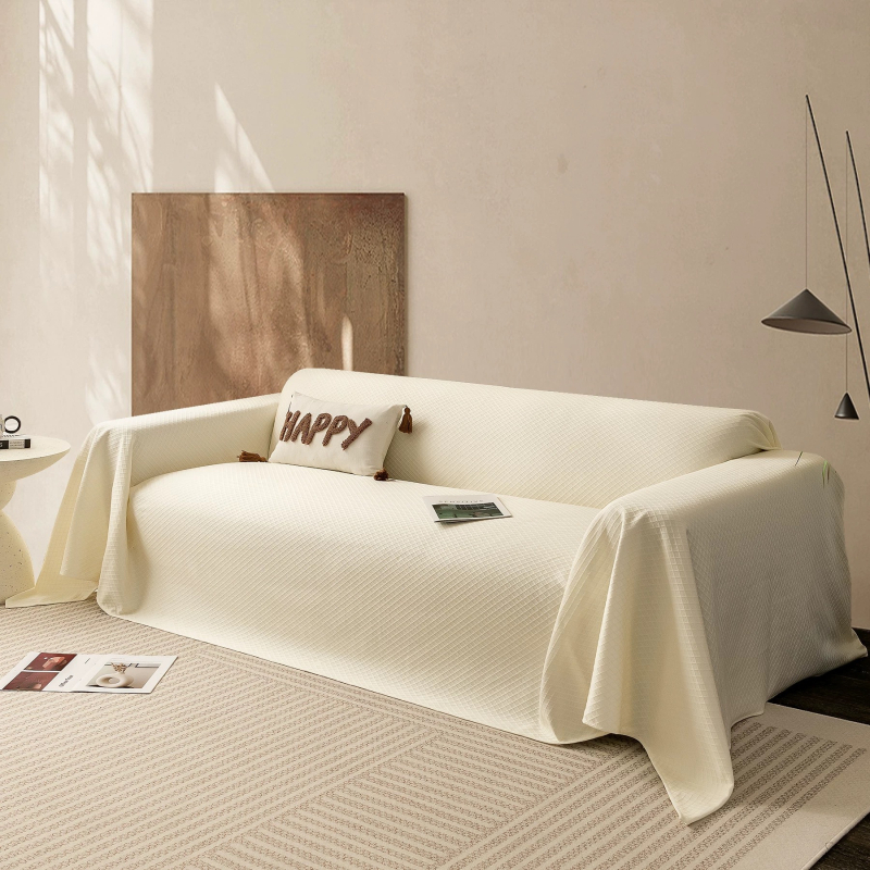 Pokrov za trosjed kauč, osvježavajući svilenkasti materijal, nordijski stil, protuklizni, potpuno pokrivanje