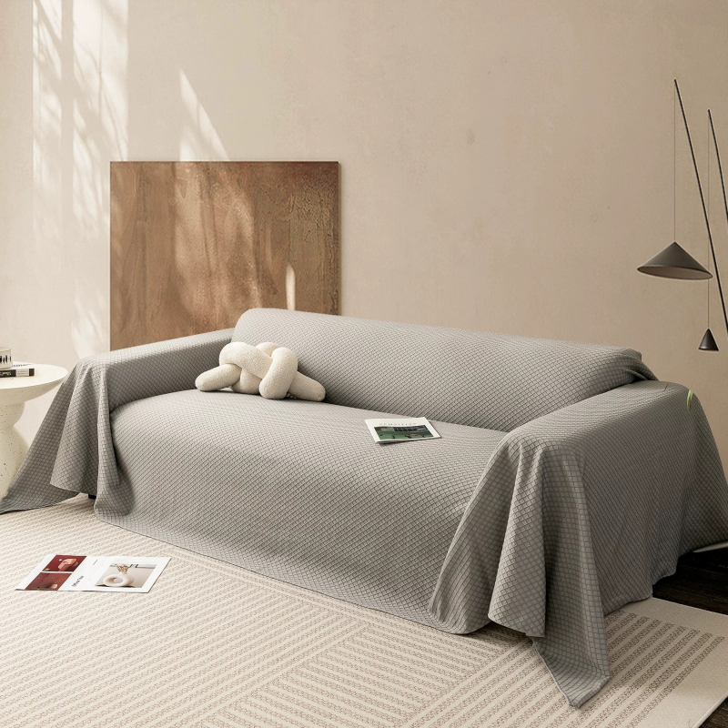 Pokrov za trosjed kauč, osvježavajući svilenkasti materijal, nordijski stil, protuklizni, potpuno pokrivanje