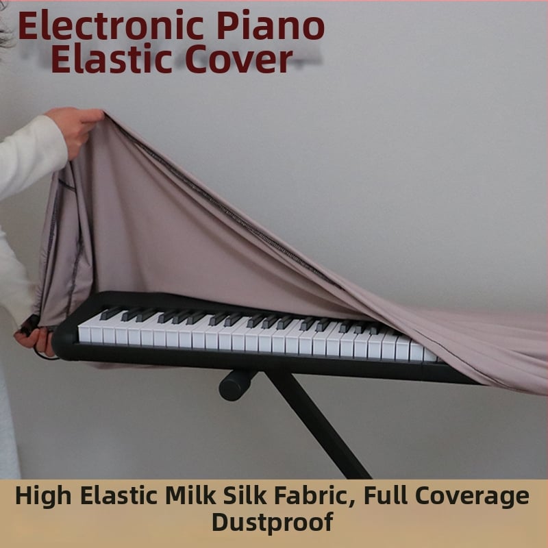 Elastinė dulkių gaudyklė elektroninei klaviatūrai su 61/71/88 klavišais, Milk Silk audinys, paprastas modernus stilius