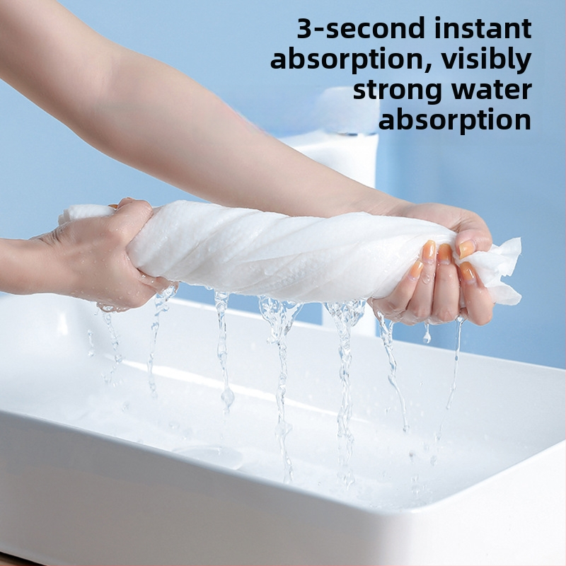 Ühekordne reisirätikute ja vannirätikute komplekt, paksendatud mikrokiud, 53,9% viskoos ja 46,1% polüestrit, lihtne kudumine, vee imendumine 0–5 s