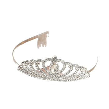 Gyerekeknek szánt hajkorona rhinestone kristályokkal, ötvözetből, elektropolírozott felülettel, egyszerű kialakítás, minta 1, 3-10 éveseknek