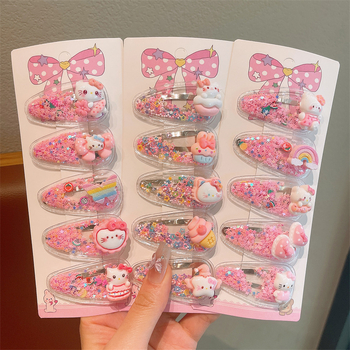 BB κλάμερ μαλλιών, σε σχήμα καρδιάς, καρτούν στυλ, υλικό: πλαστικό/ρητίνη, σετ 5 τεμάχια