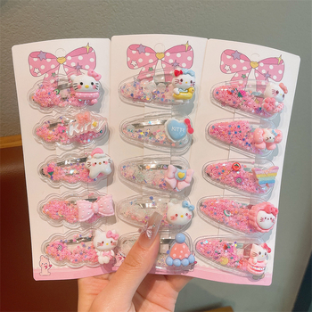 BB κλάμερ μαλλιών, σε σχήμα καρδιάς, καρτούν στυλ, υλικό: πλαστικό/ρητίνη, σετ 5 τεμάχια