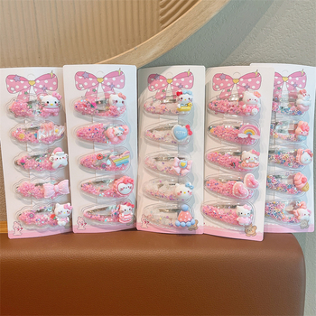 BB κλάμερ μαλλιών, σε σχήμα καρδιάς, καρτούν στυλ, υλικό: πλαστικό/ρητίνη, σετ 5 τεμάχια