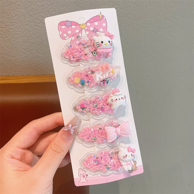 BB κλάμερ μαλλιών, σε σχήμα καρδιάς, καρτούν στυλ, υλικό: πλαστικό/ρητίνη, σετ 5 τεμάχια