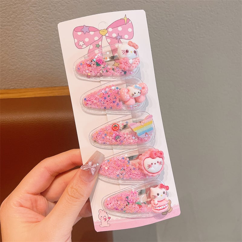 BB κλάμερ μαλλιών, σε σχήμα καρδιάς, καρτούν στυλ, υλικό: πλαστικό/ρητίνη, σετ 5 τεμάχια