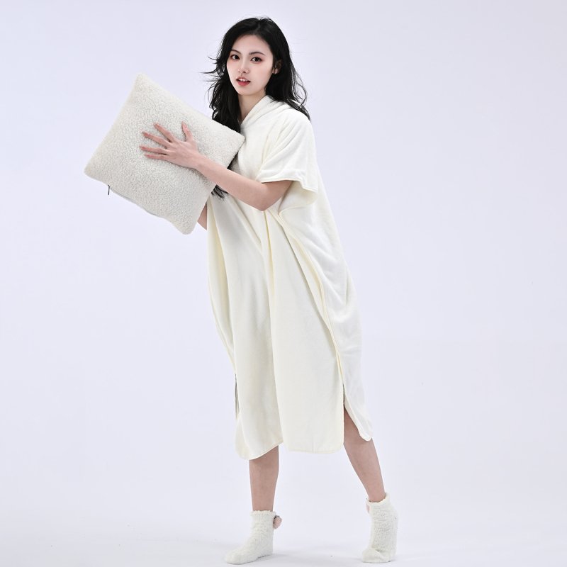 Halat de baie cu glugă din coral fleece, uscare rapidă, pentru adulți, unisex, vară — Miffy, 85% poliester, greutate 140g/420g